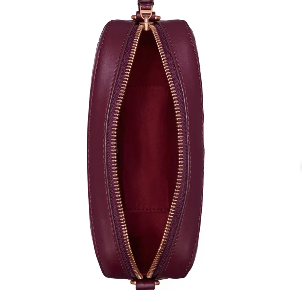 NWT $548 Tory Burch McGraw Embossed Leather Camera Bag in Beetle Berry!